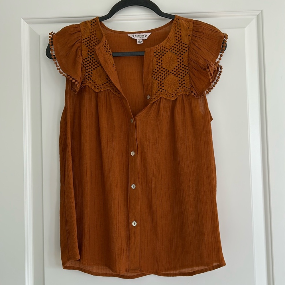 Rust-Colored Cap Sleeved Blouse